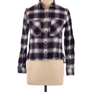Forever 21 Plaid Button-Up Shirt - Navy white and Maroon size medium